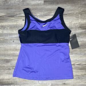 Nike Swim Women's Purple/Black Sport Mesh High Neck Tankini Swim Top sz XS